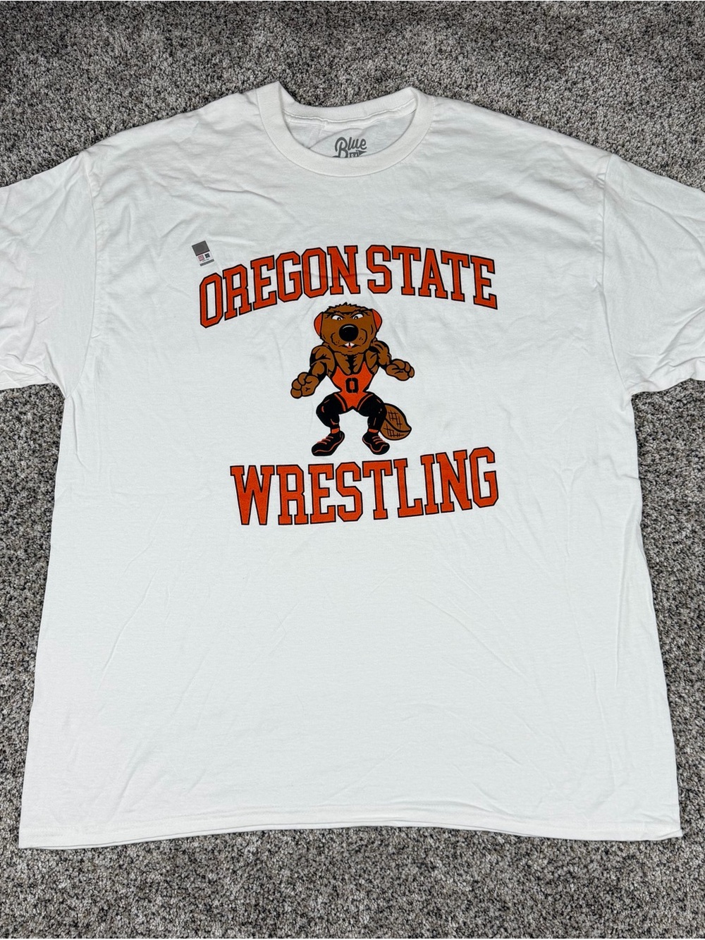 Sz XL Men’s Blue 84 Oregon State Wrestling Tee - White/Orange/Brown